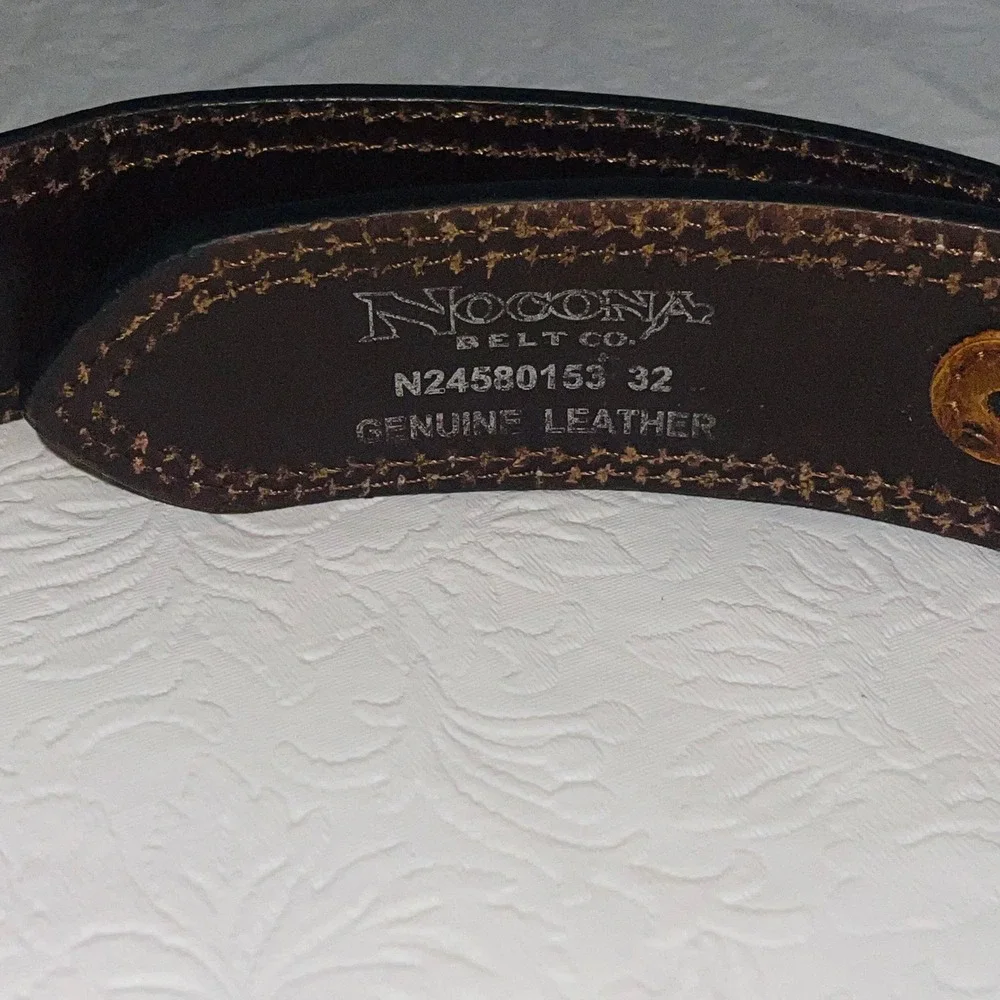 Nocona Belt Co. Men's Ostrich Print & Basketweave Tooled Leather Belt 32